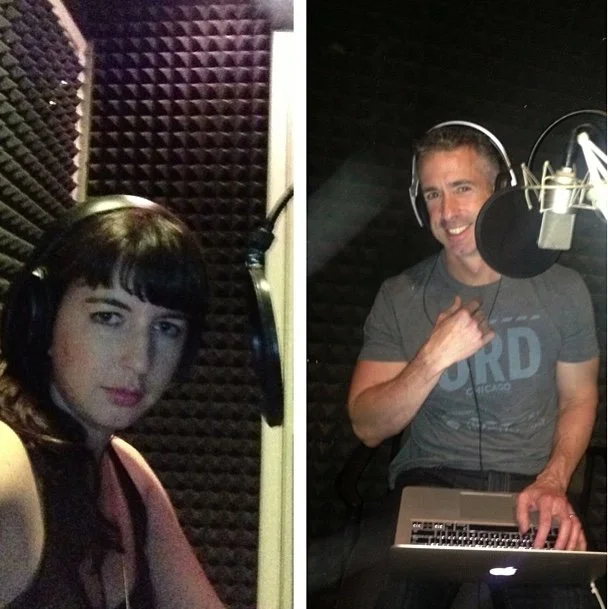 In the booth podcasting with Dan Savage