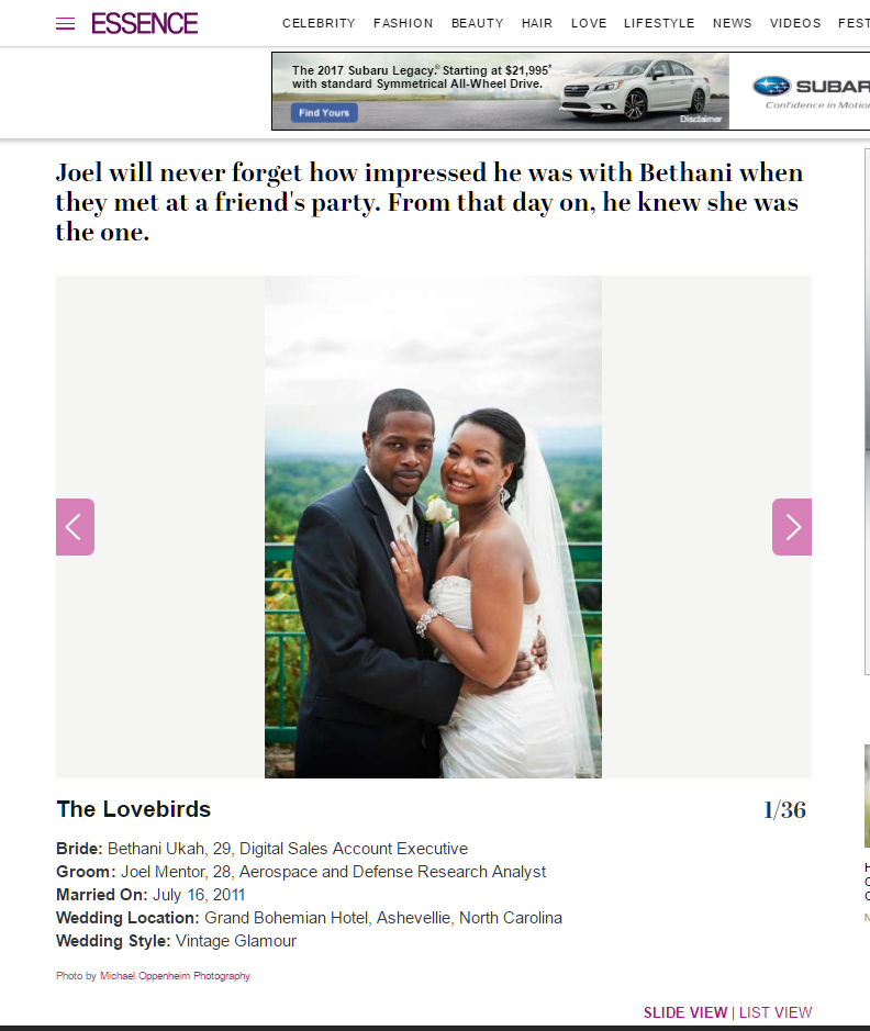 Essence Magazine: Bridal Bliss Blog