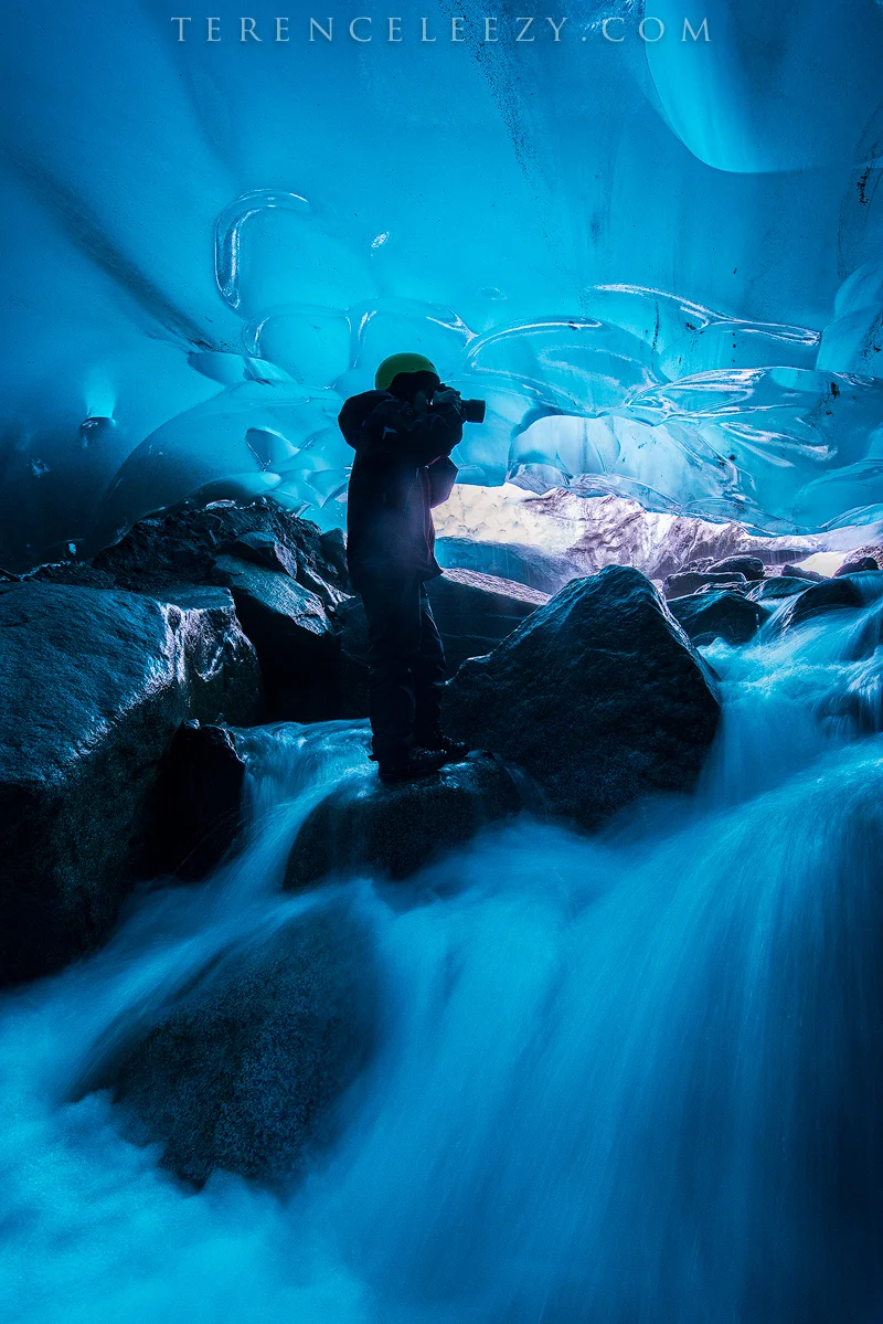 Por in Mendenhall Ice Cave, Juneau, AK.