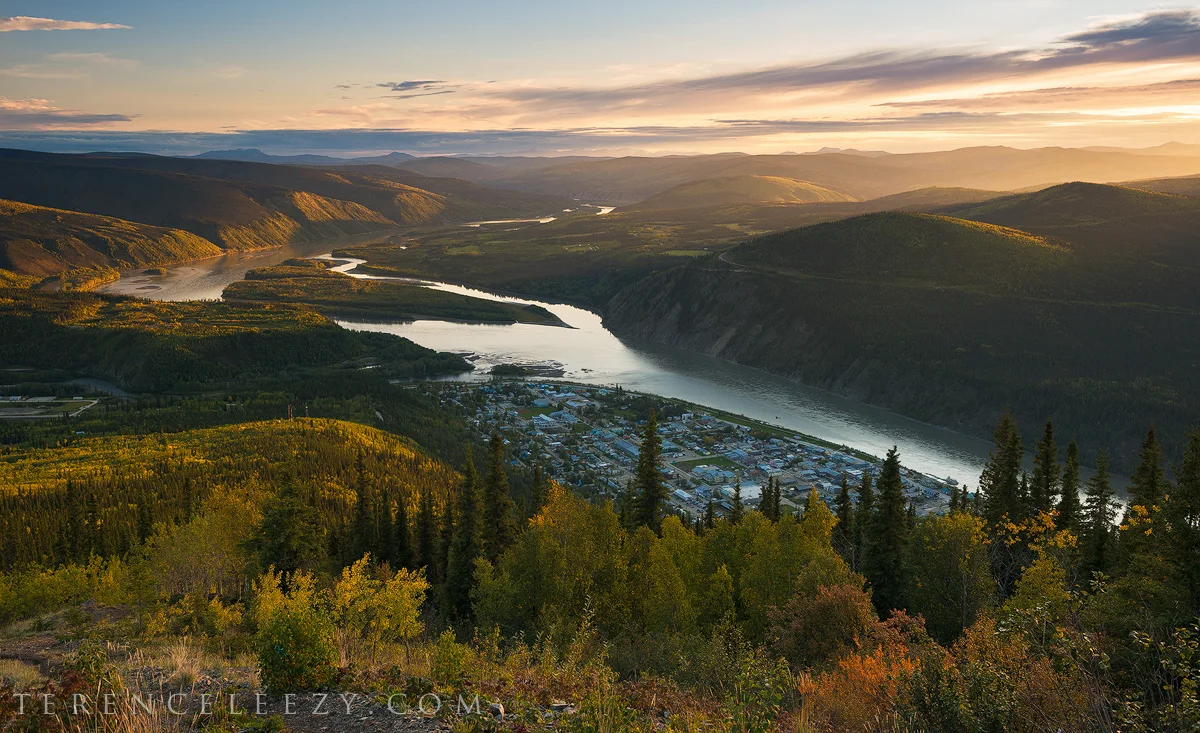 Sunset at Dawson City, Yukon, Canada from Midnight Dome 