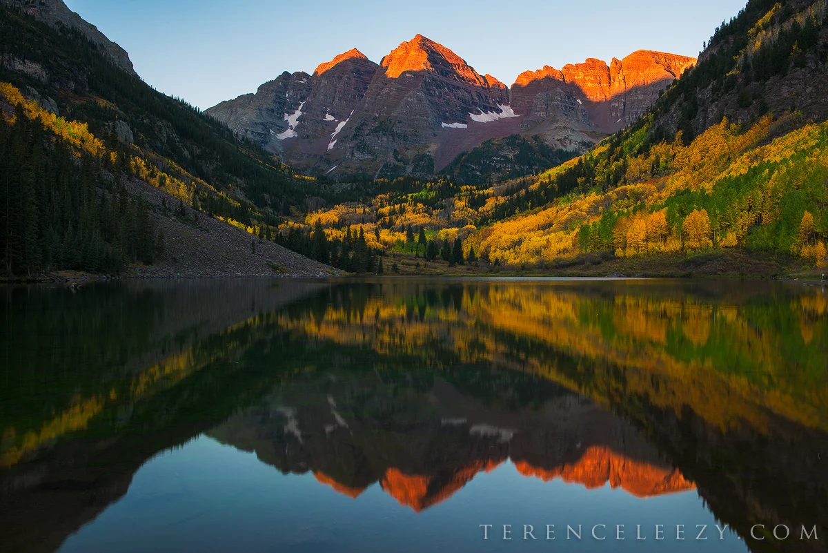 Maroon Bells at sunrise.