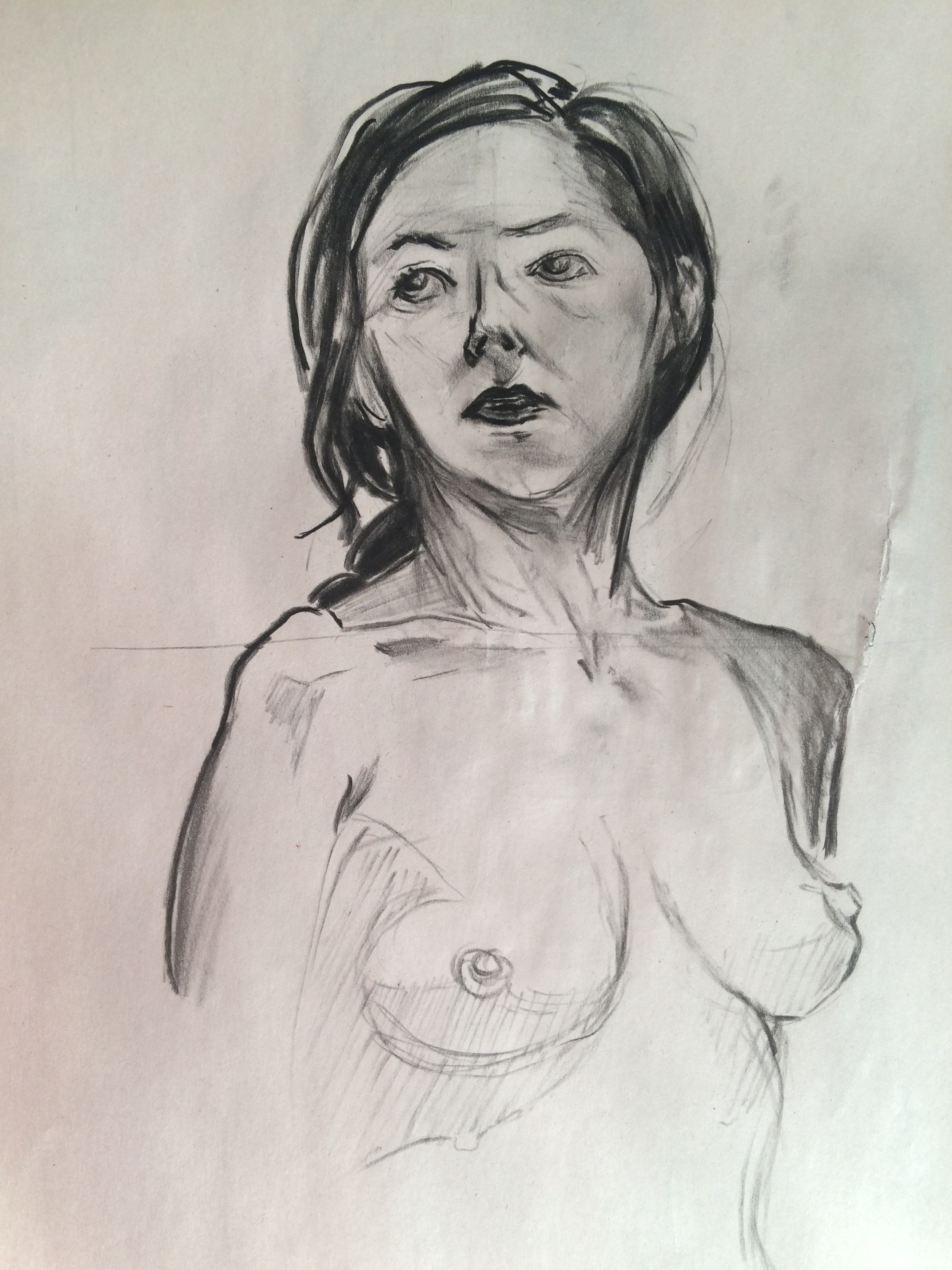 figure-drawing study, charcoal