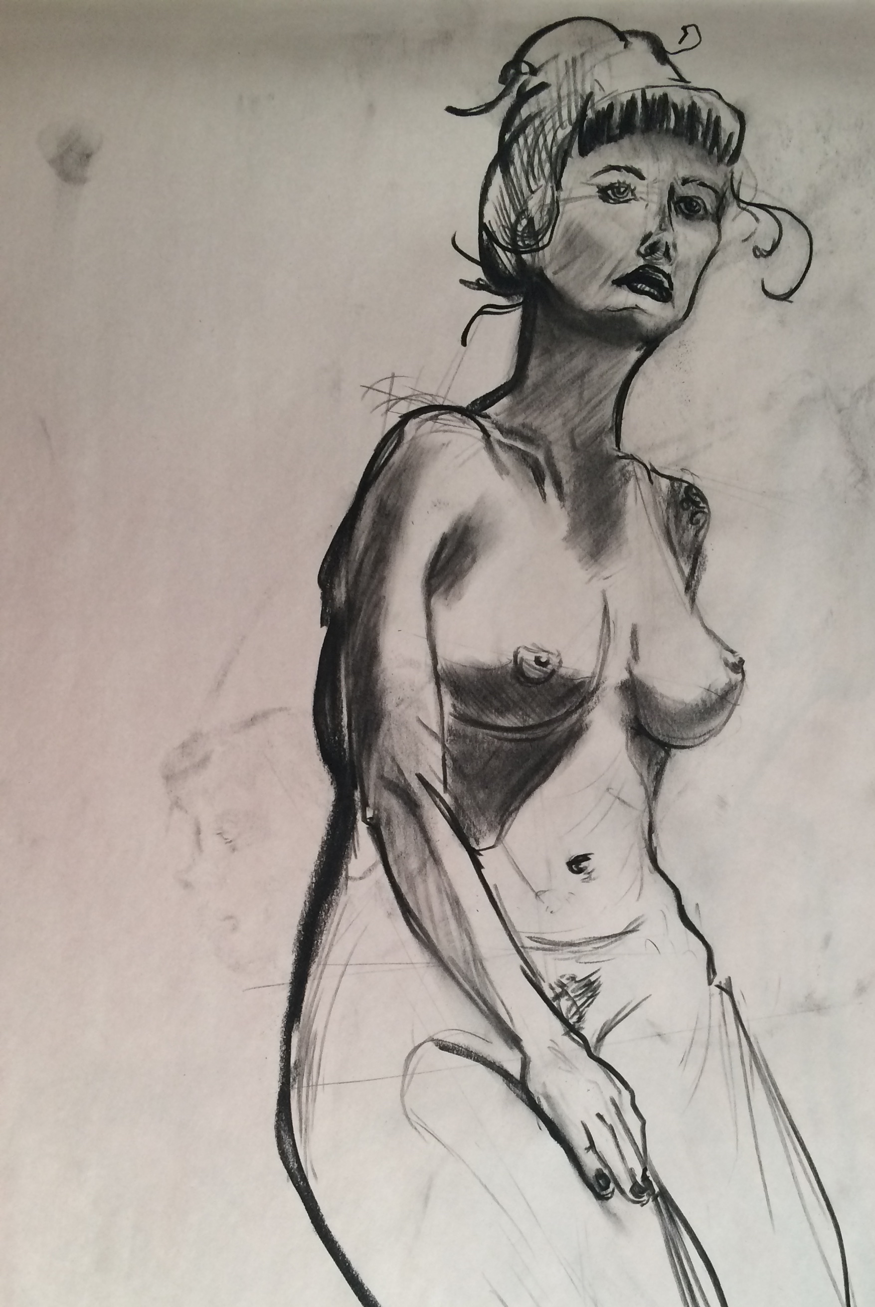 figure-drawing study, charcoal