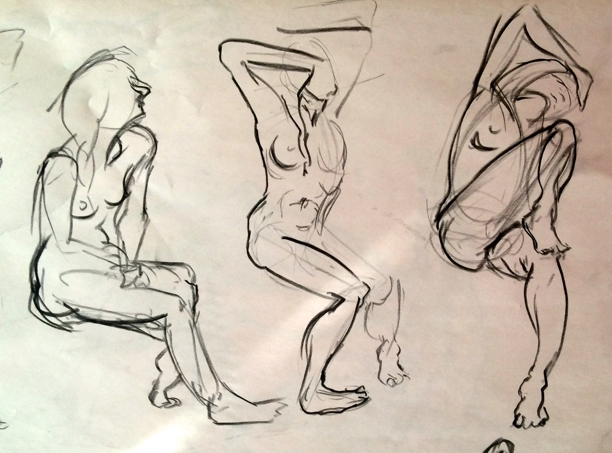 figure-drawing study, charcoal