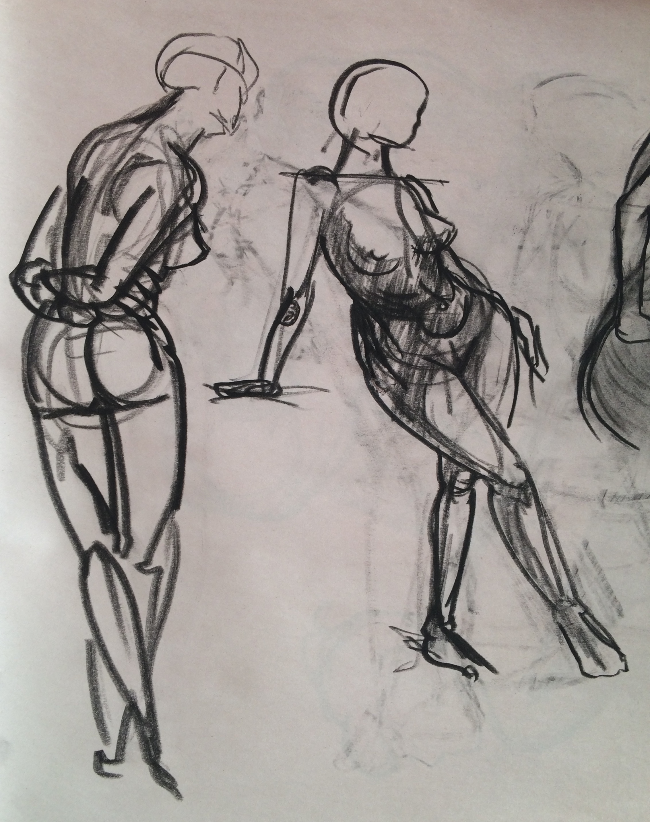 figure-drawing study, charcoal