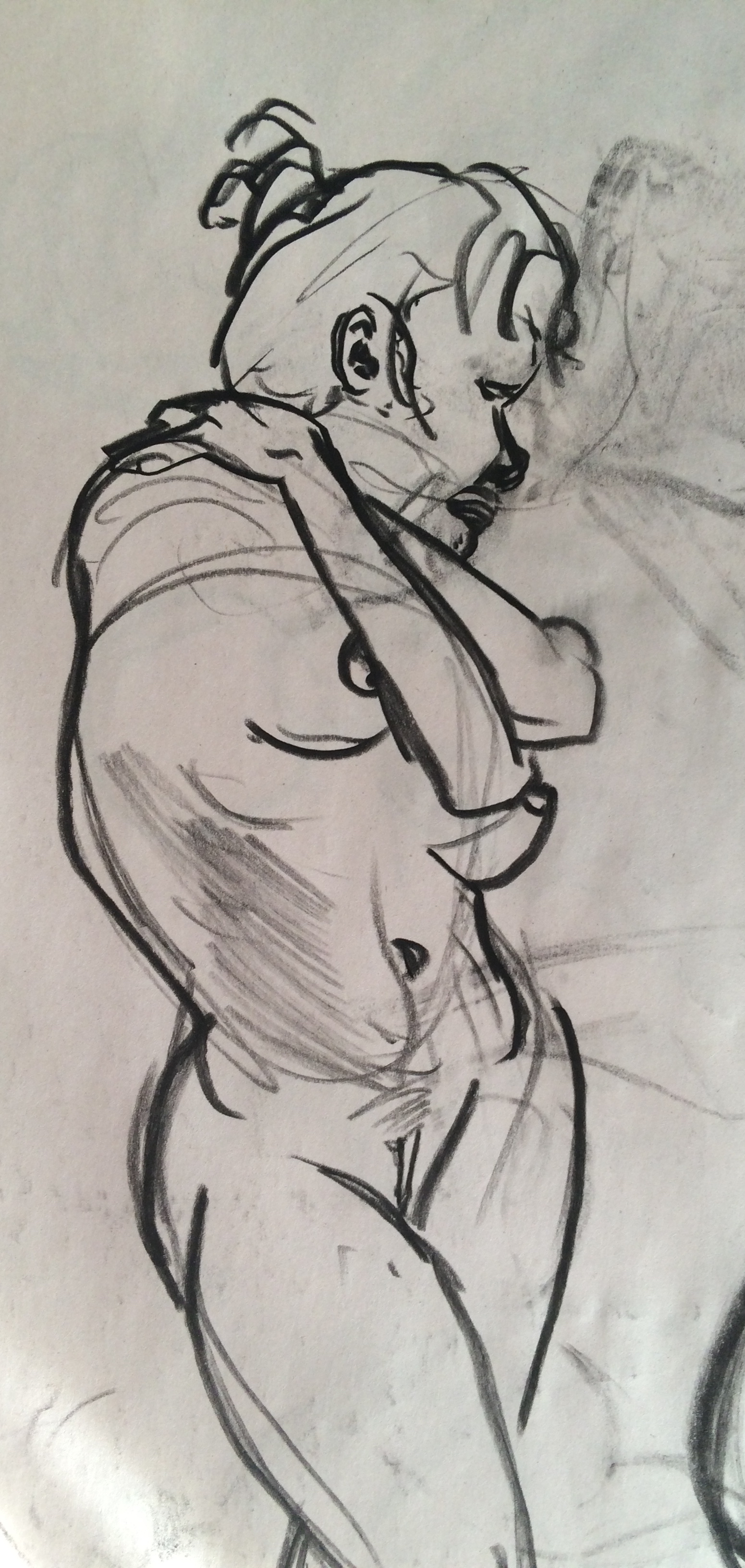 figure-drawing study, charcoal
