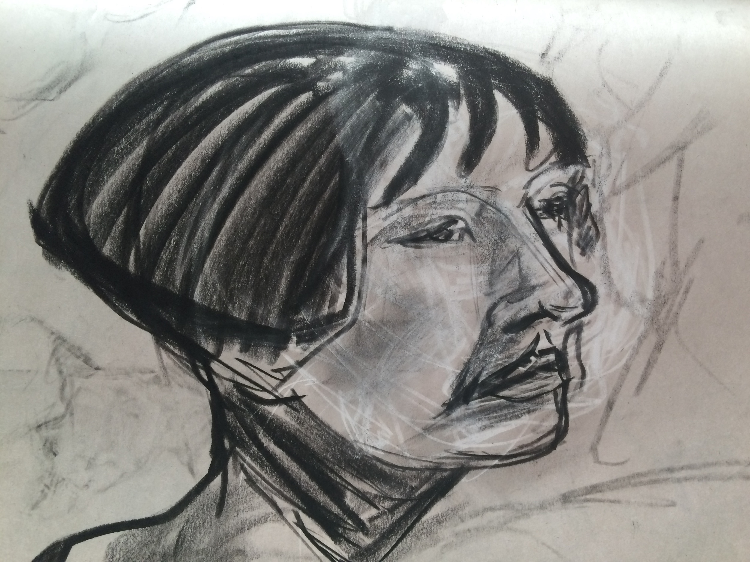 profile study, charcoal