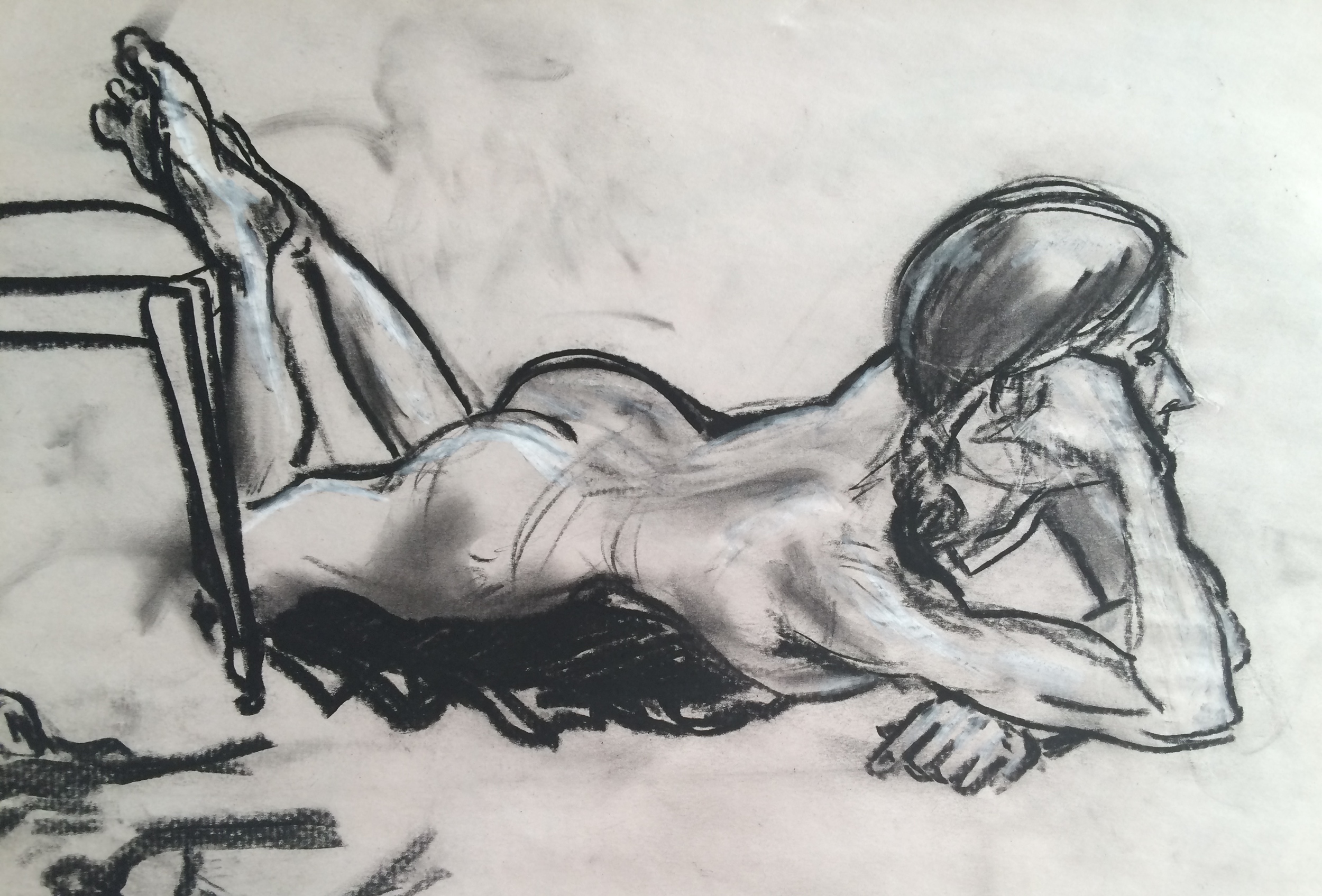 figure-drawing study, charcoal