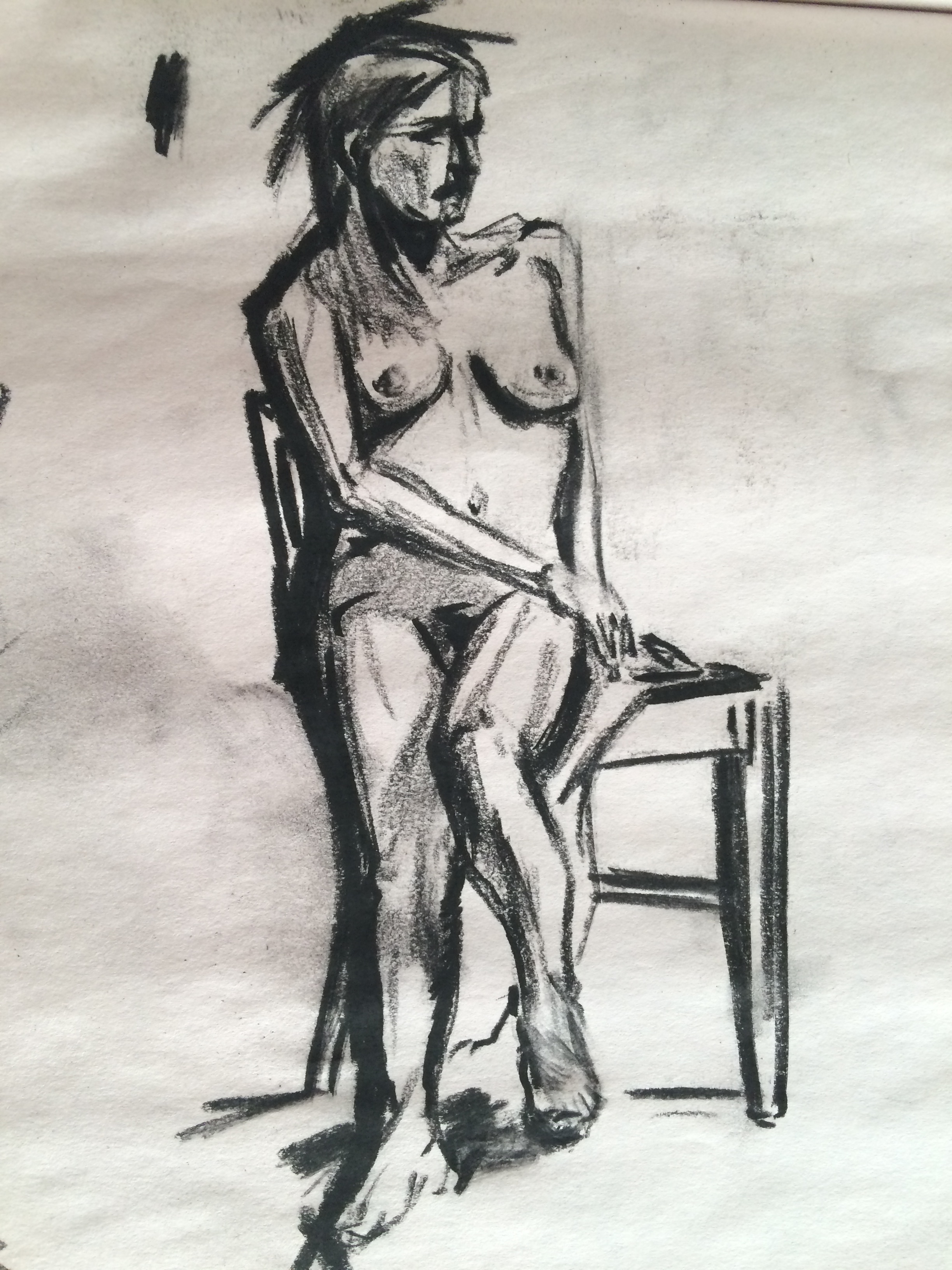 figure-drawing study, charcoal