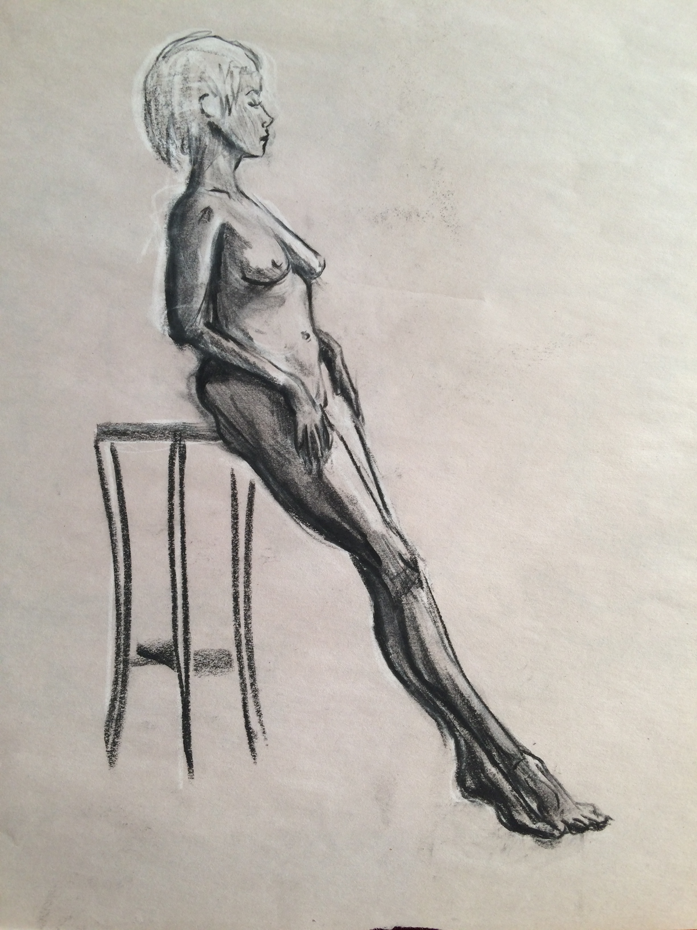 figure-drawing study, charcoal