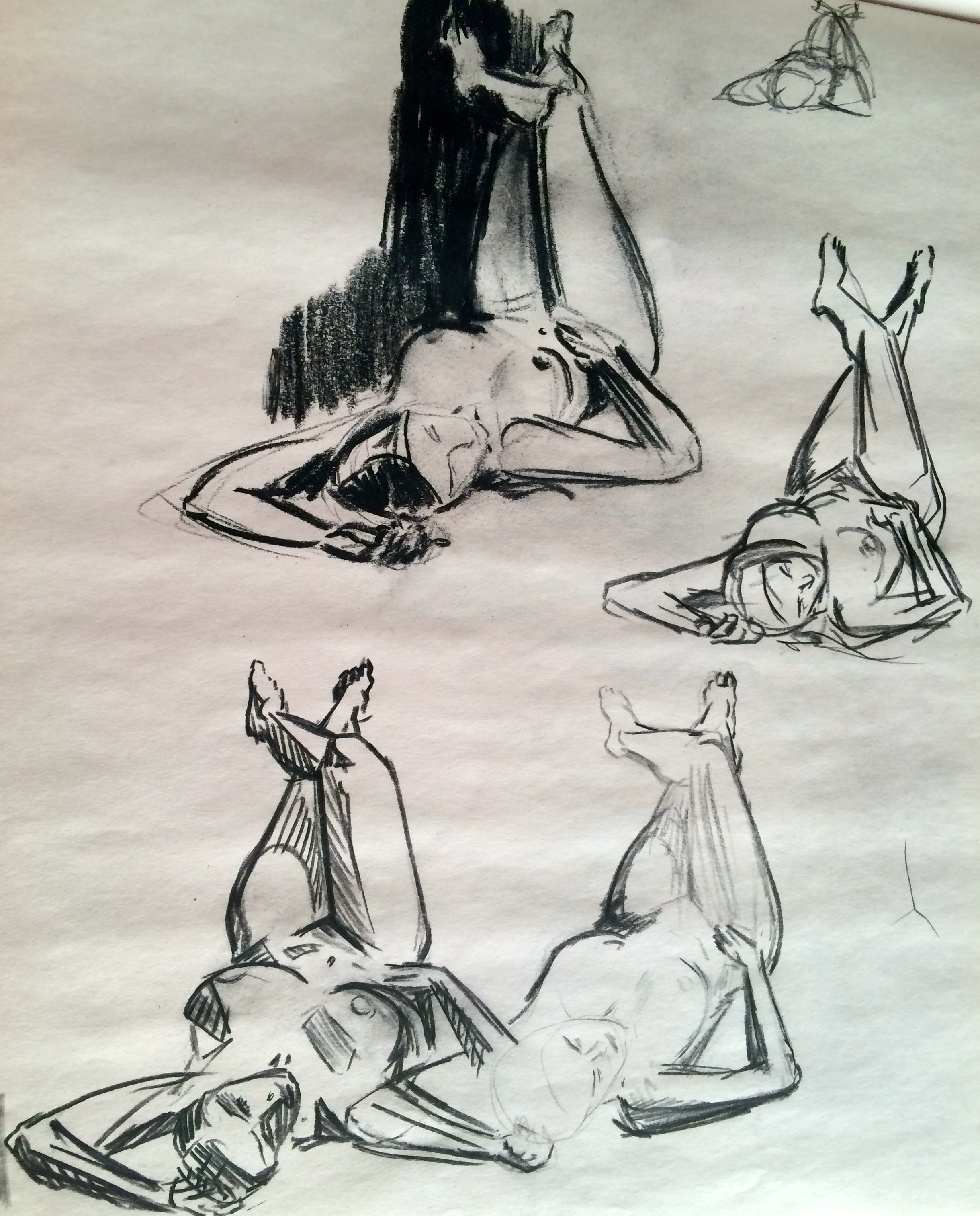figure-drawing study, charcoal
