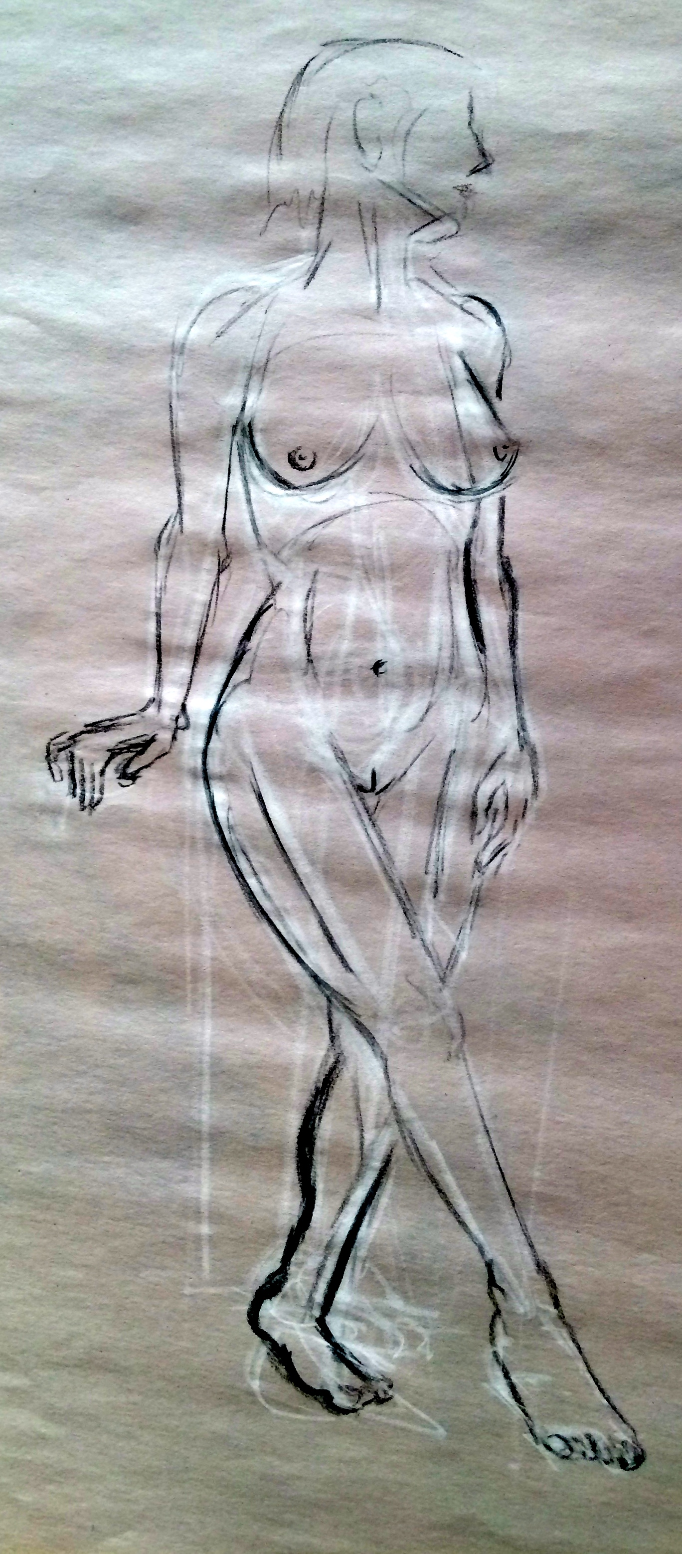 figure-drawing study, charcoal