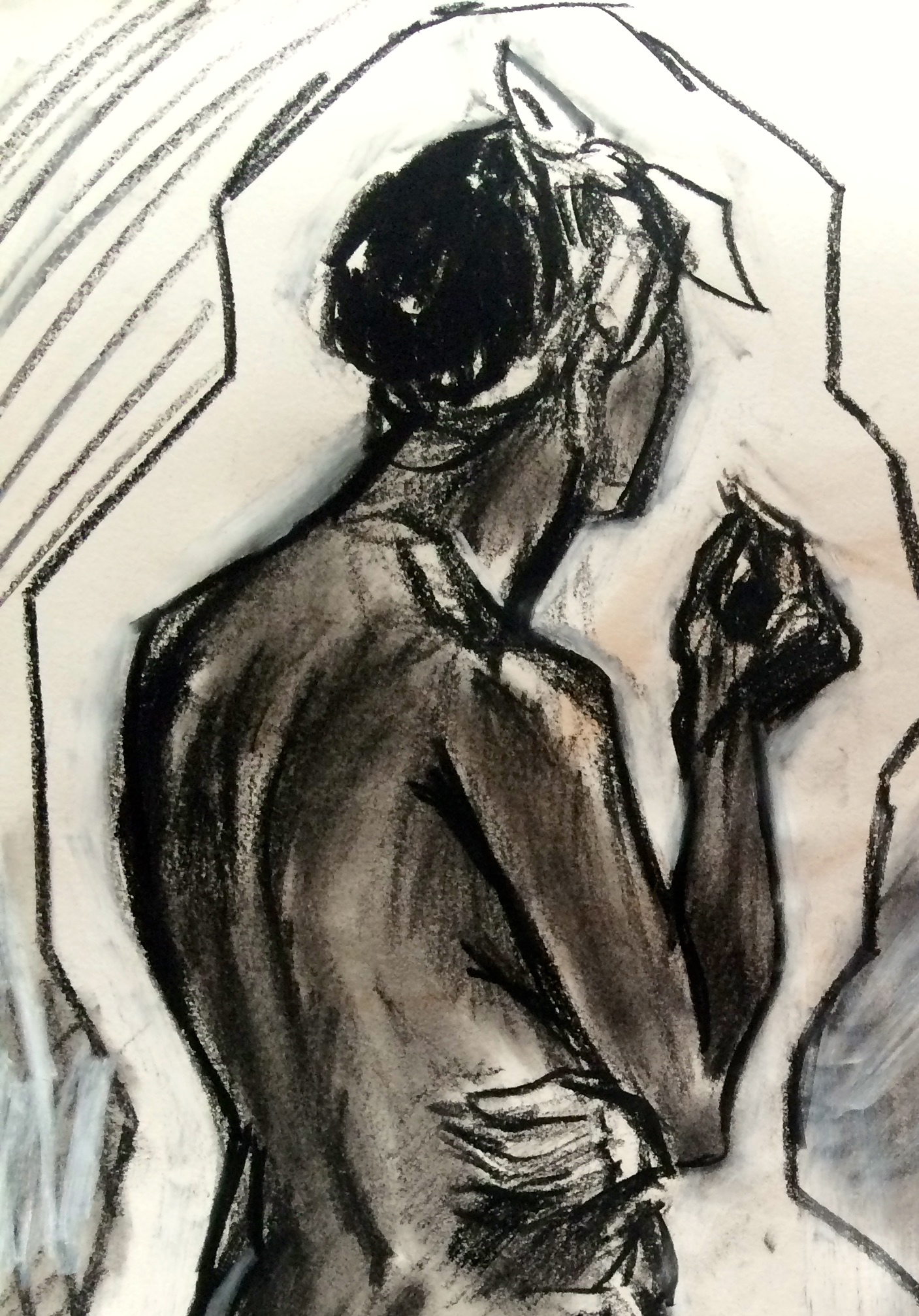 figure-drawing study, charcoal