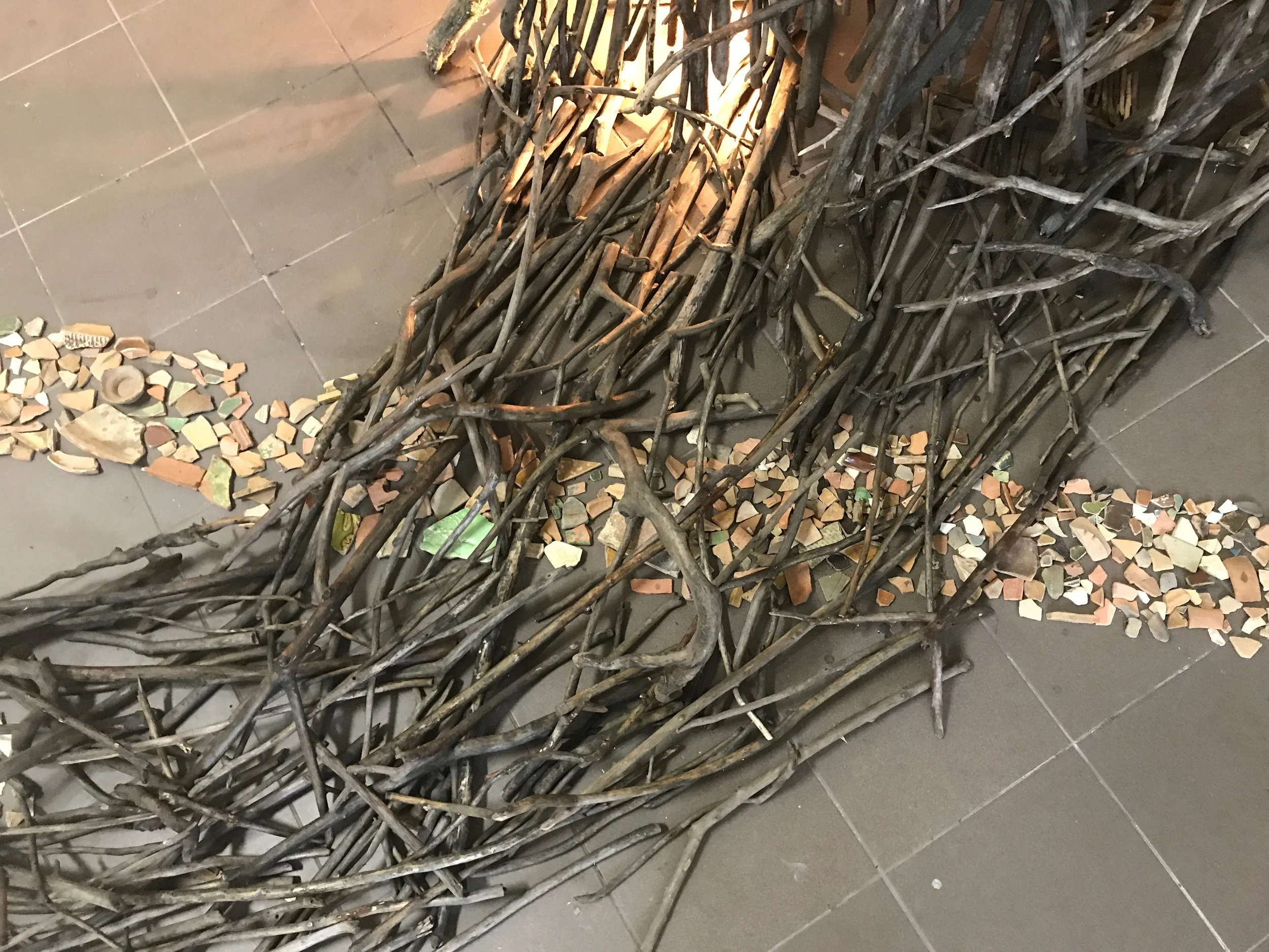 the DNA curves of both the pottery shards and driftwood lines overlap each other.