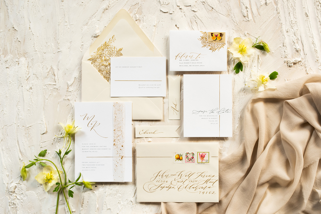 laurelandmarie-wendybobarikin-classic-gold-wedding-invitation-tulsa.jpg