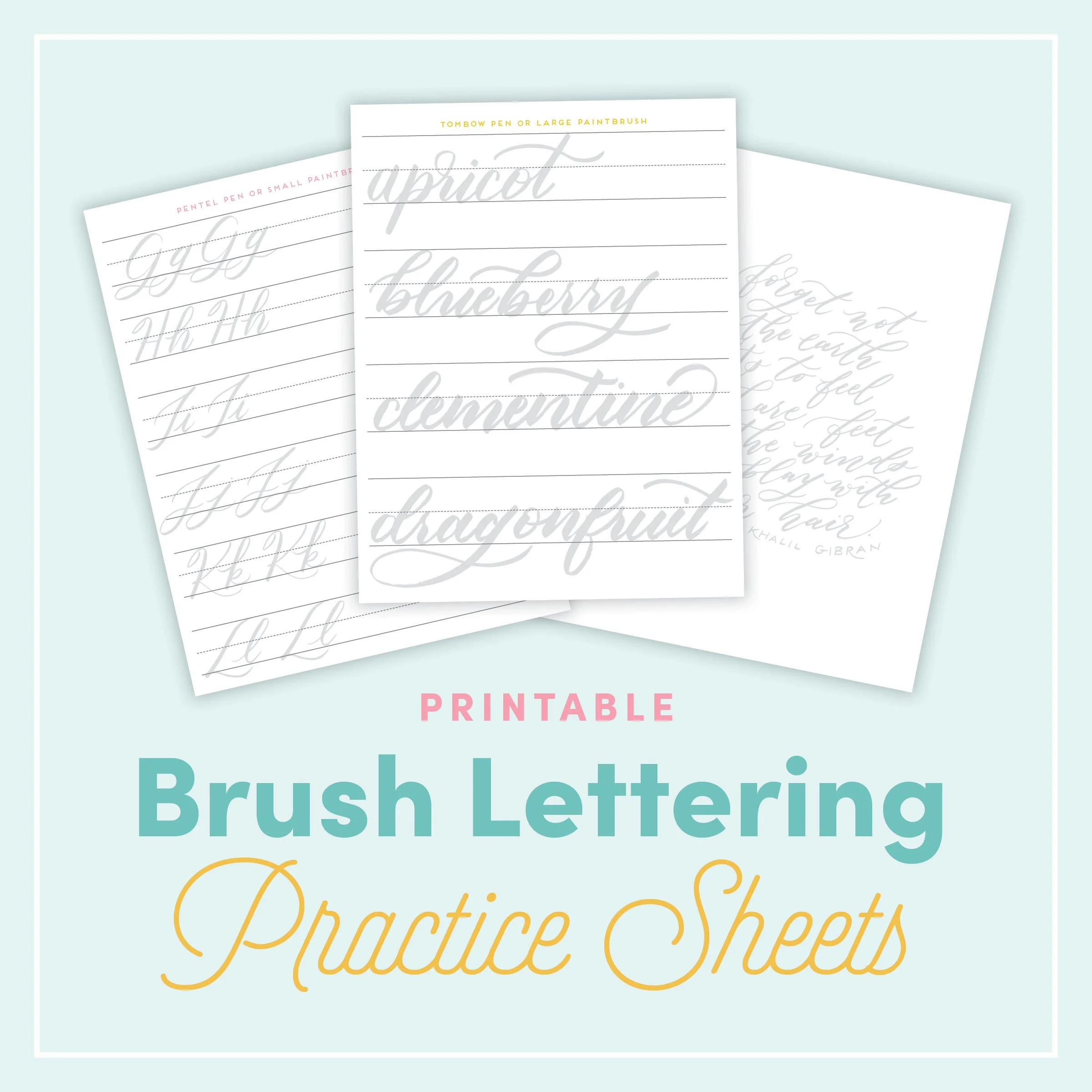 Printable  Brush Lettering Practice Sheets