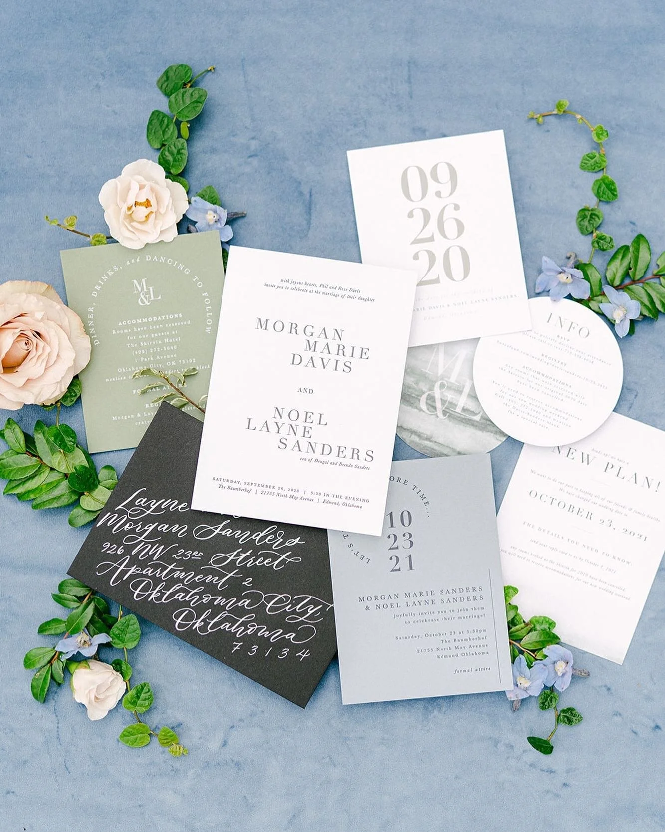 We loved this suite for @morganmarieevents so much, we turned it into a semi-custom design!⁠
⁠
Our semi-custom collection is perfect if you're on a quick timeline, tight budget, or simply know what you want when you see it. The wording and colors of 