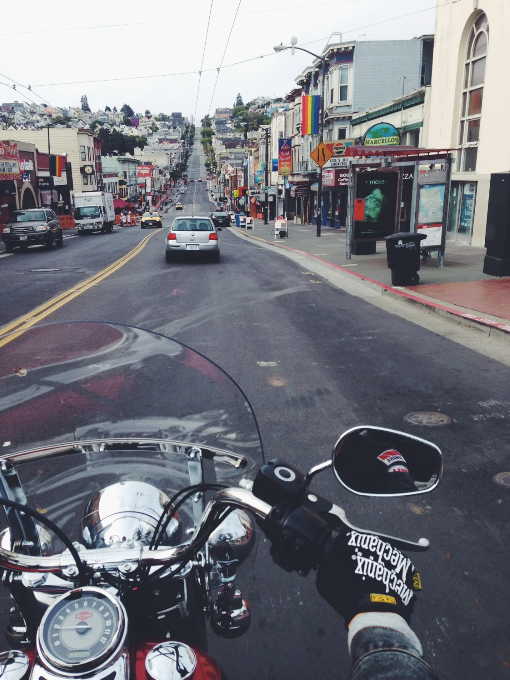 Driving through the Castro before the wedding ceremony! 