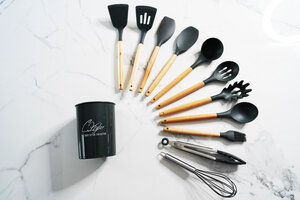 Chefchosen's Silicone Kitchen Utensils W/ Wooden Handle