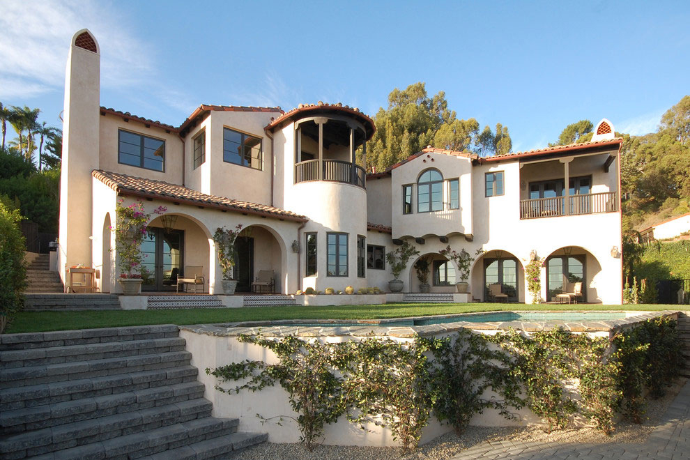 Pacific Palisades Spanish Residence Rear Elevation