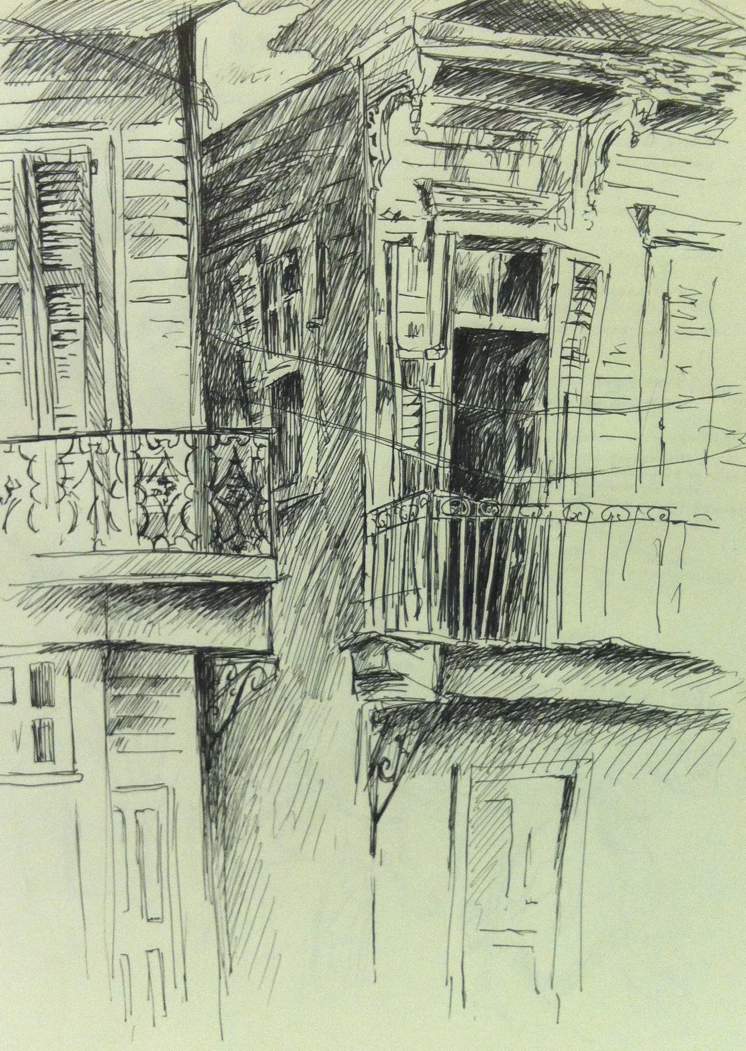  New Orleans Sketchbook, Ancient Doorways, ink on paper, 2002 