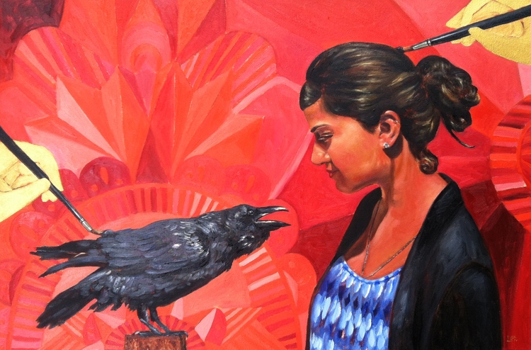 the great chrysalis, mixed media on canvas, 24"x36"