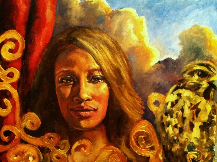 i stand in the sun, mixed media on canvas, 16"x20"