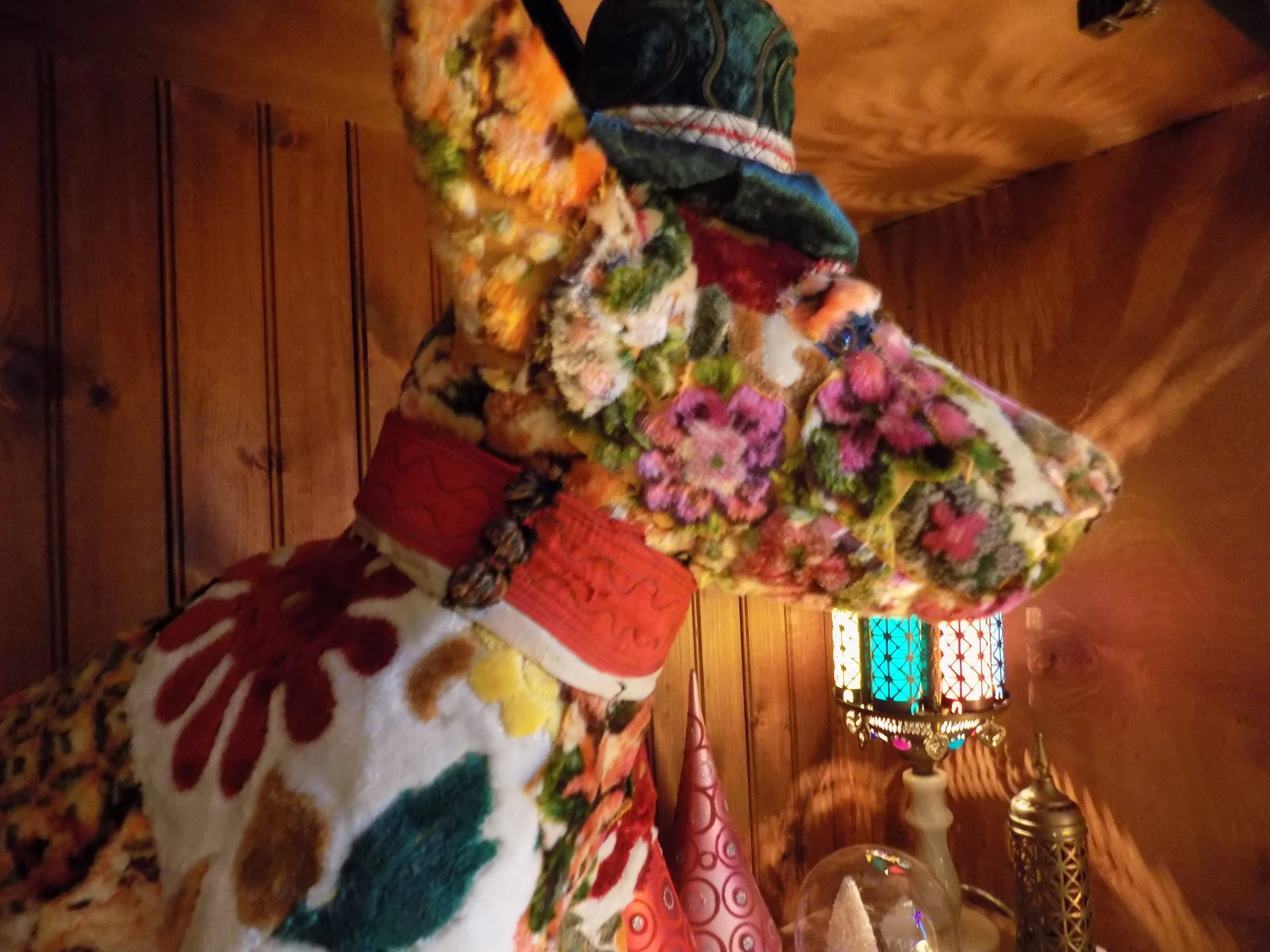 Bear Cub with Top Hat by Meredith Hadaway @rtexasgallery (and my great-grandmother's lamp)