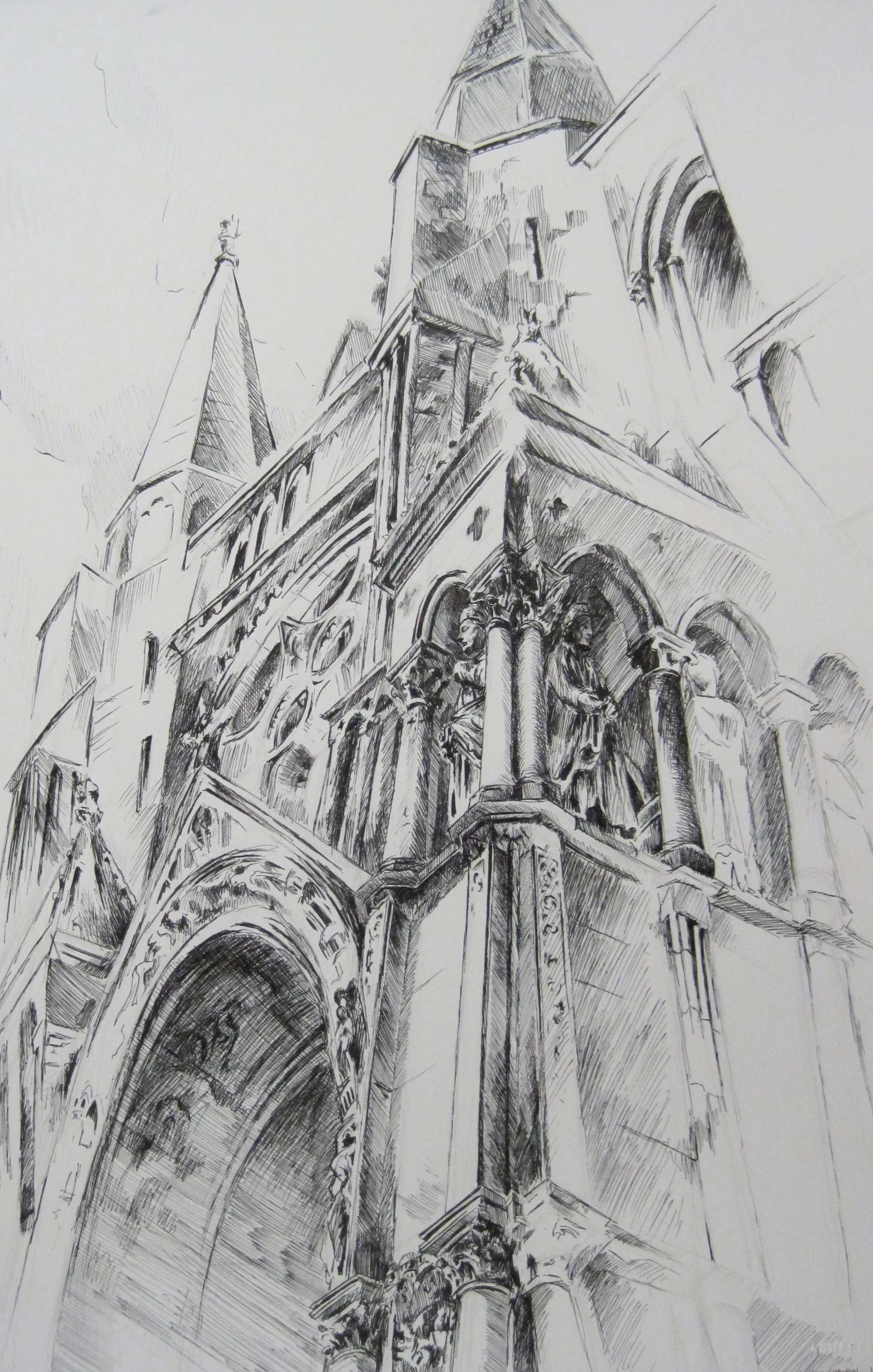 Chartres Cathedral, ink on paper, 2002