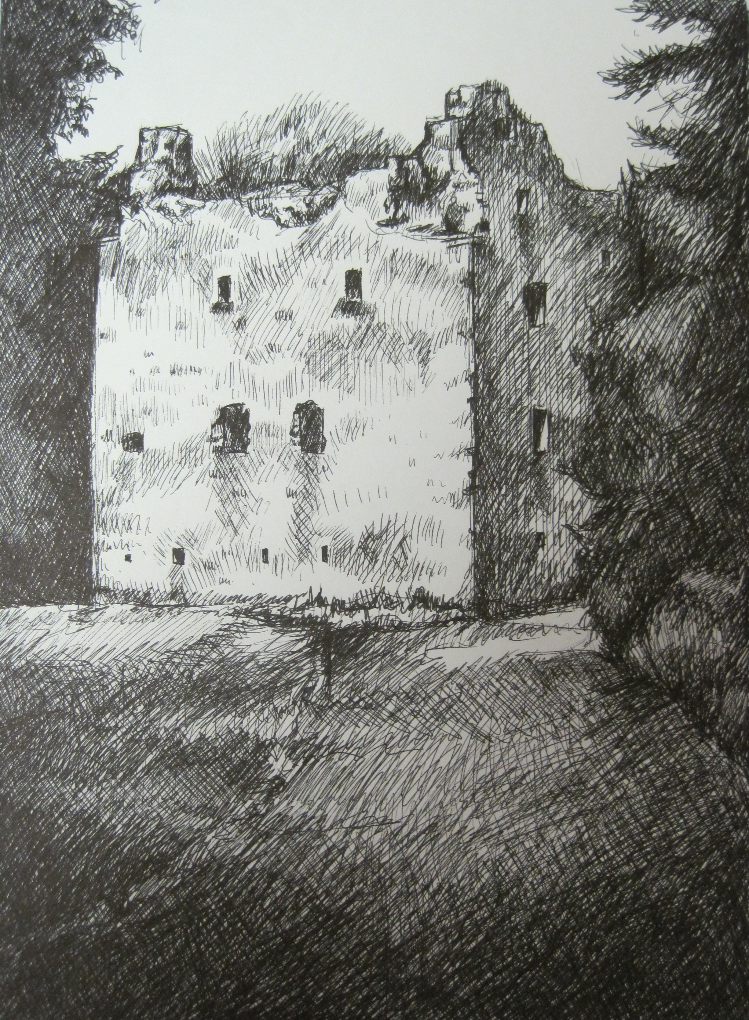 Sorbie Castle, ink on paper, 2001