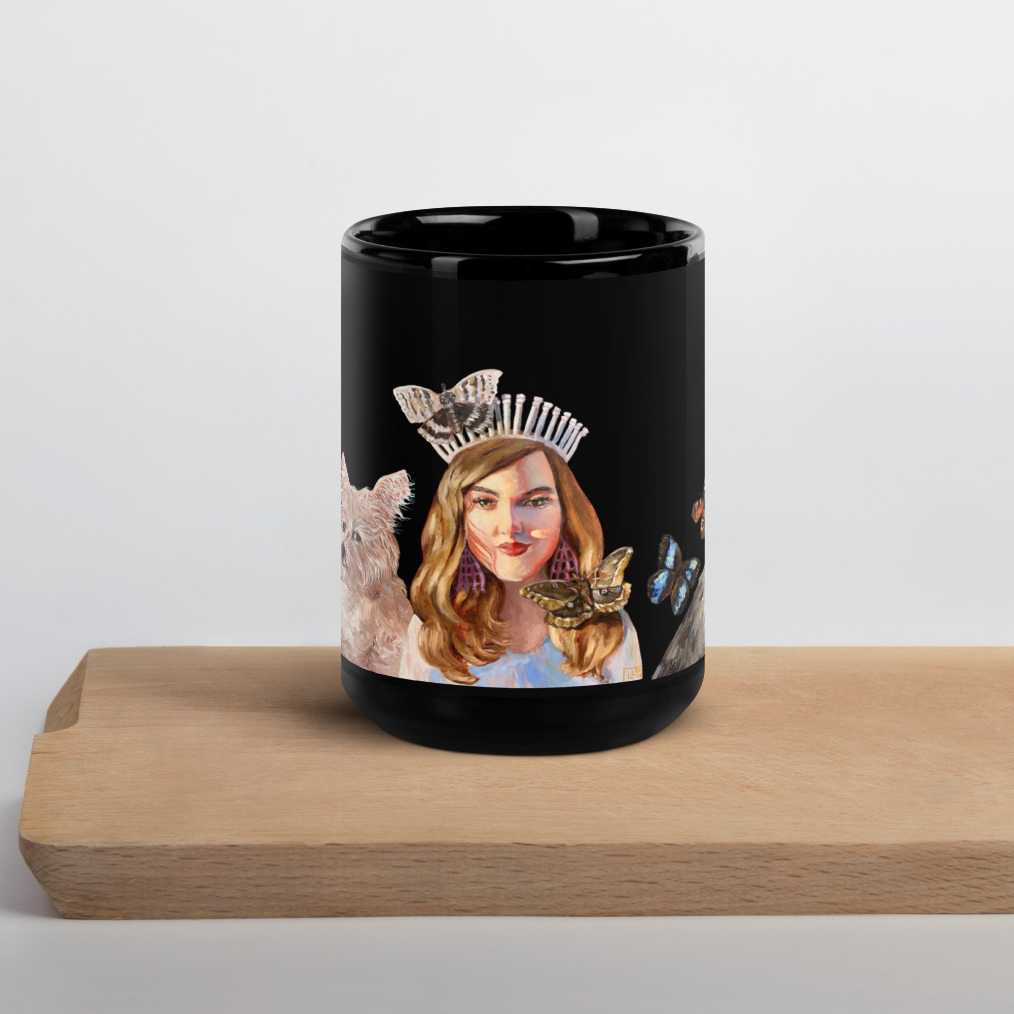 The White Crown Collage Black Glossy Mug