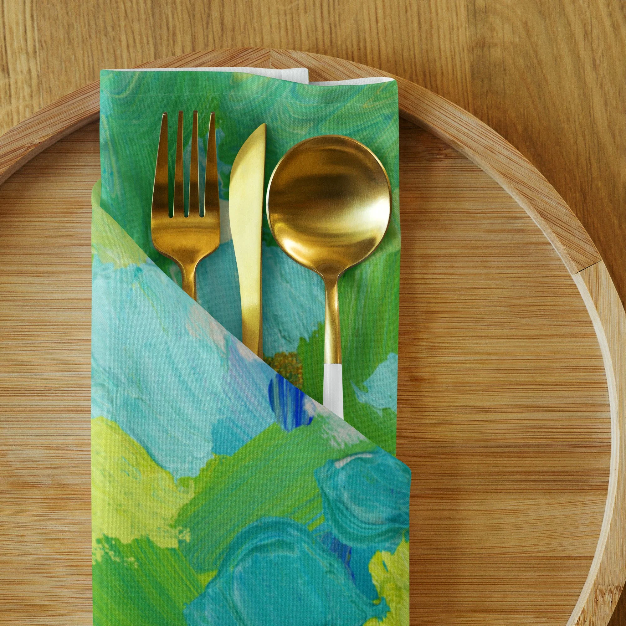 Green Abstract Color Pop Cloth Napkin Set