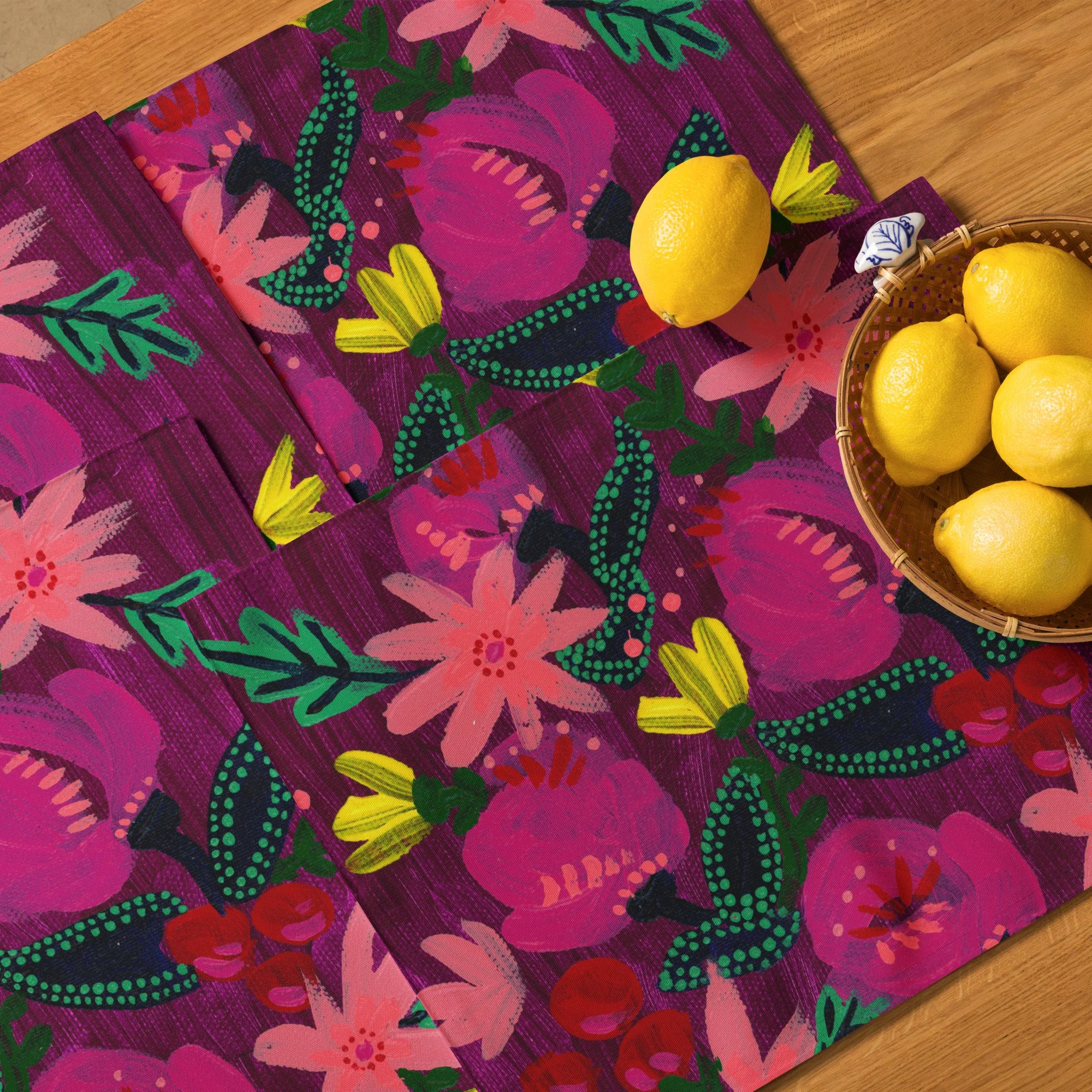 Pink Floral Placemat Set