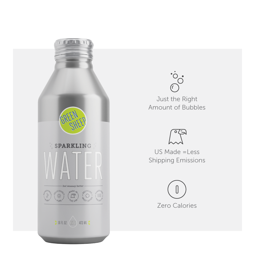 Green Sheep Sparkling eco-friendly bottled water aluminum