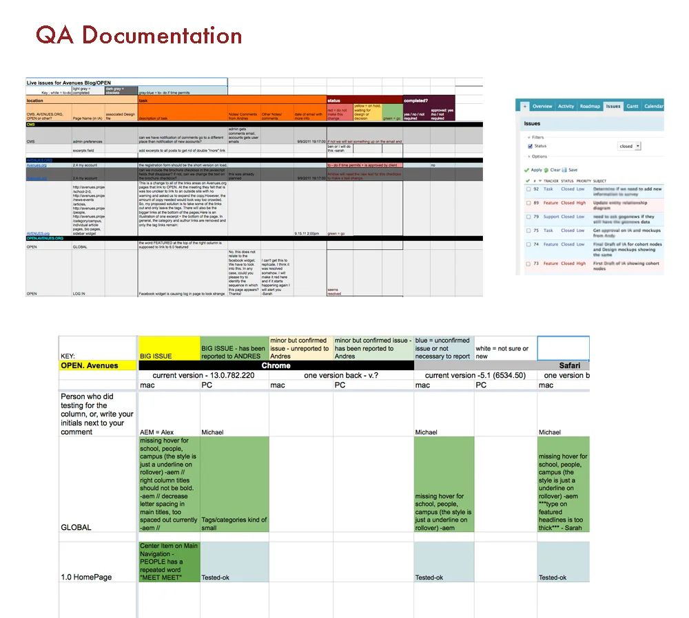 4) QA spreadsheet for testing