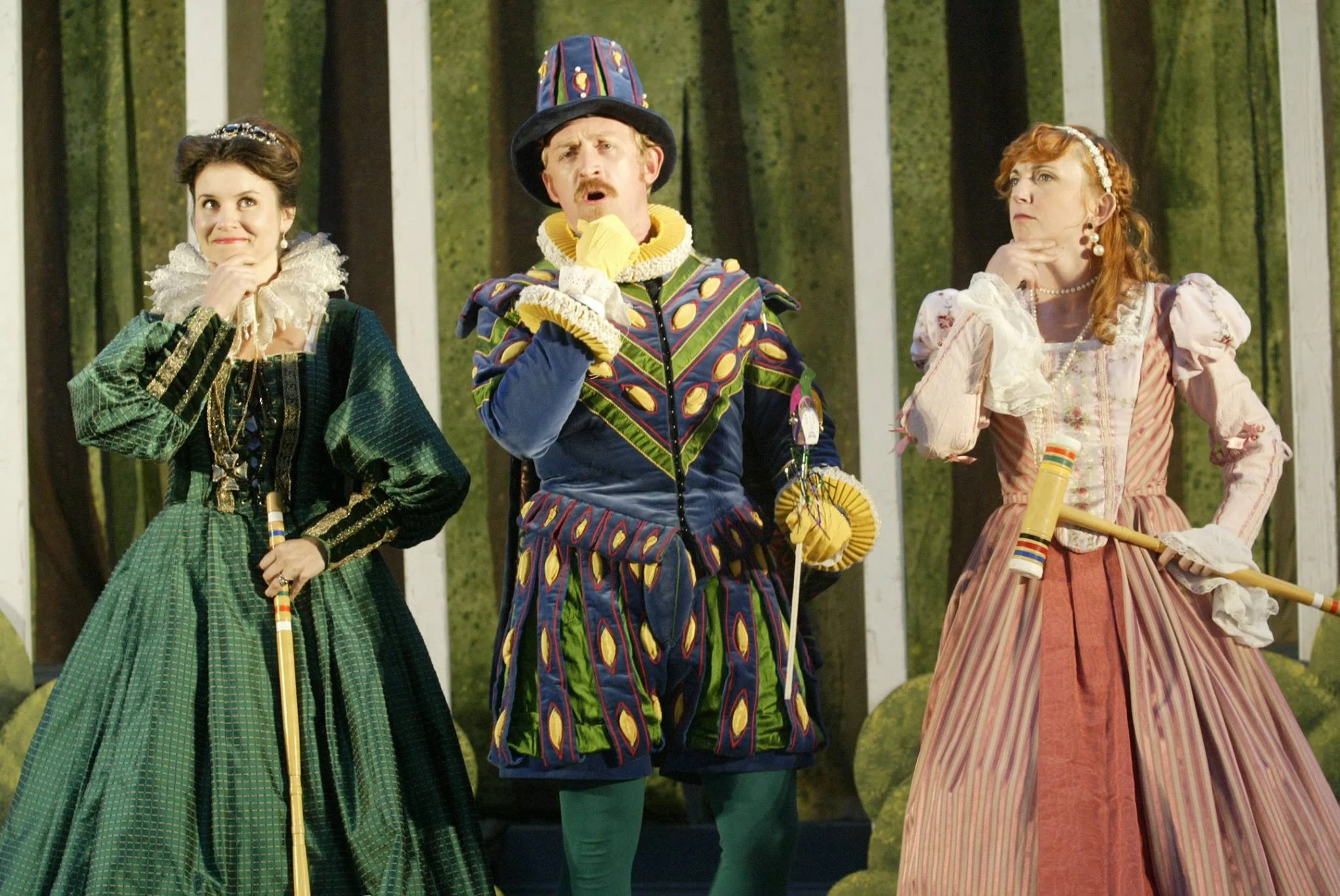 Rosalind (Maggie Contreras), Touchstone (Cylan Brown), and Celia (Olivia Schlueter-Corey) - As You Like It