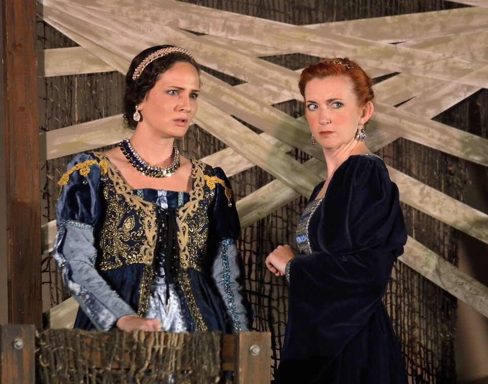 Desdemona (Melissa Booey) and Emilia (Olivia Schlueter-Corey) - Othello