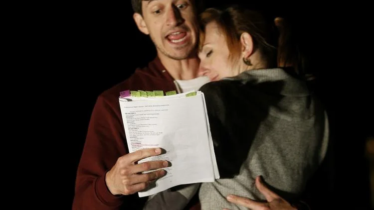 Rehearsal for A Midsummer Night's Dream - Lysander (Robert McHalffey) and Hermia (Olivia Schlueter-Corey)