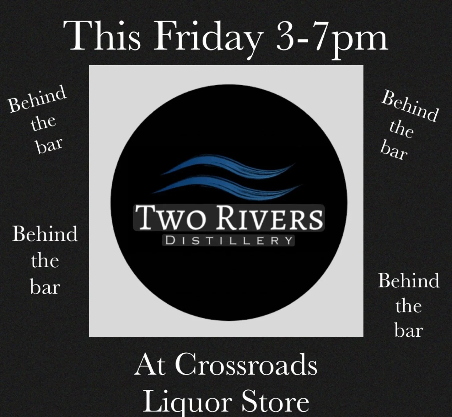 Mark your calendars! ποΈ 
@tworiversdistilling will be behind the bar at @crossroadsliquorstore this Friday October 24th from 3-7pm. 
It’s your chance to try before you buy, and get 10% off! 
Discount applies during tasting hours on whatever