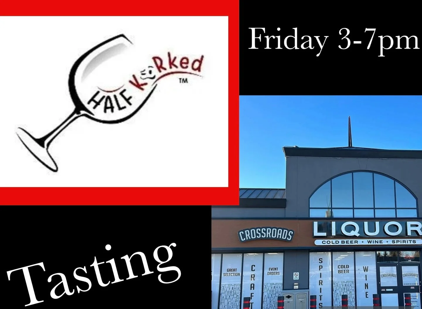 Behind the bar at 
Crossroads Liquor Store 
Join us this Friday October 31st, 
and try some WineGria from @halfkorkedwinery 
It’s the perfect opportunity to try before you buy and receive 10% while you’re at it. 
See you there, 
Cheers