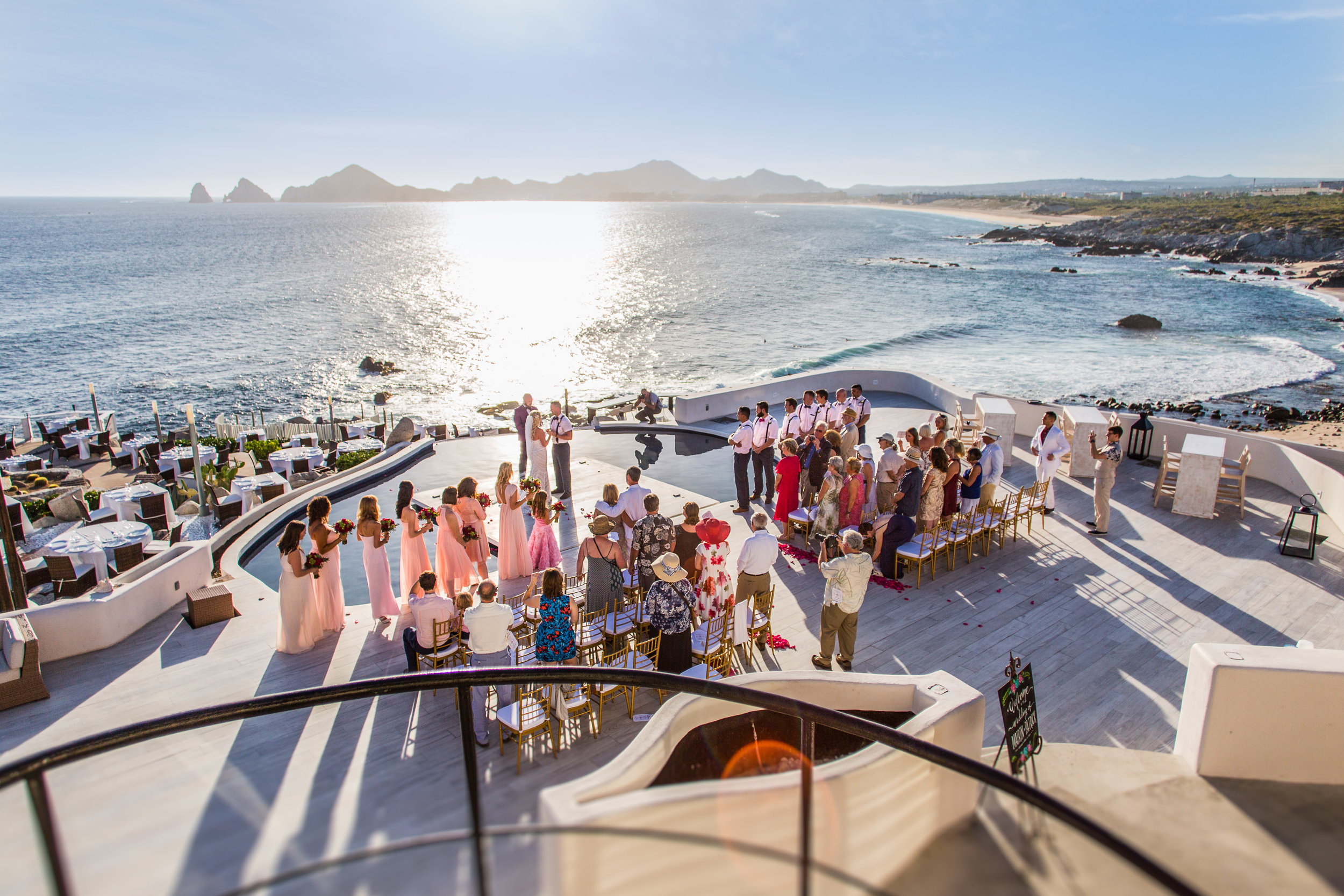 Aerial view of the wedding ceremony at The Sunset Monalisa restaurant