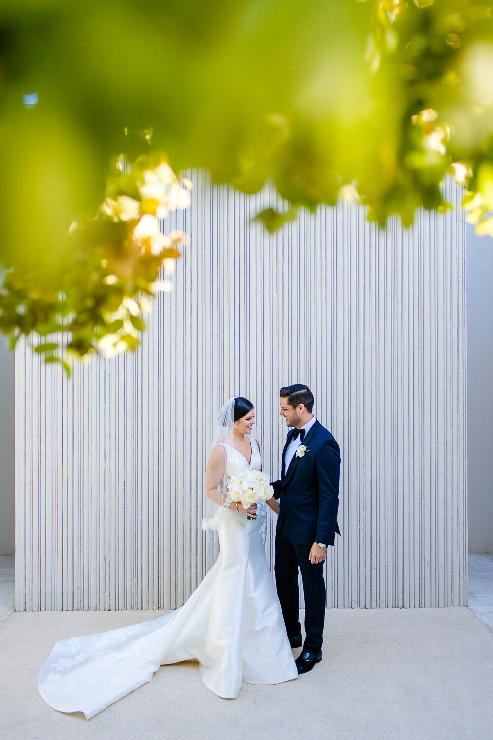 Bride and groom during their first look minutes before their Cabo wedding ceremony