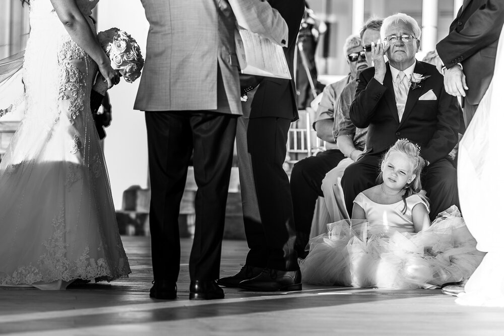 Father of the bride crying during the ceremony at her dauther´s wedding in Cabo San Lucas