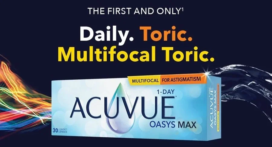 Oasys Max Multifocal for Astigmatism are toric contact lenses for those with presbyopia 老花眼.