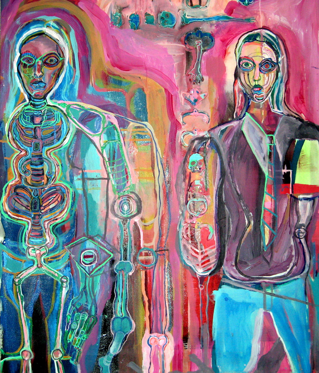 model man, mixed media on canvas, 36x22", 2004 (sold)
