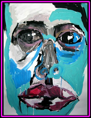 Face1, acrylic on paper, 3x2.5ft, 2003