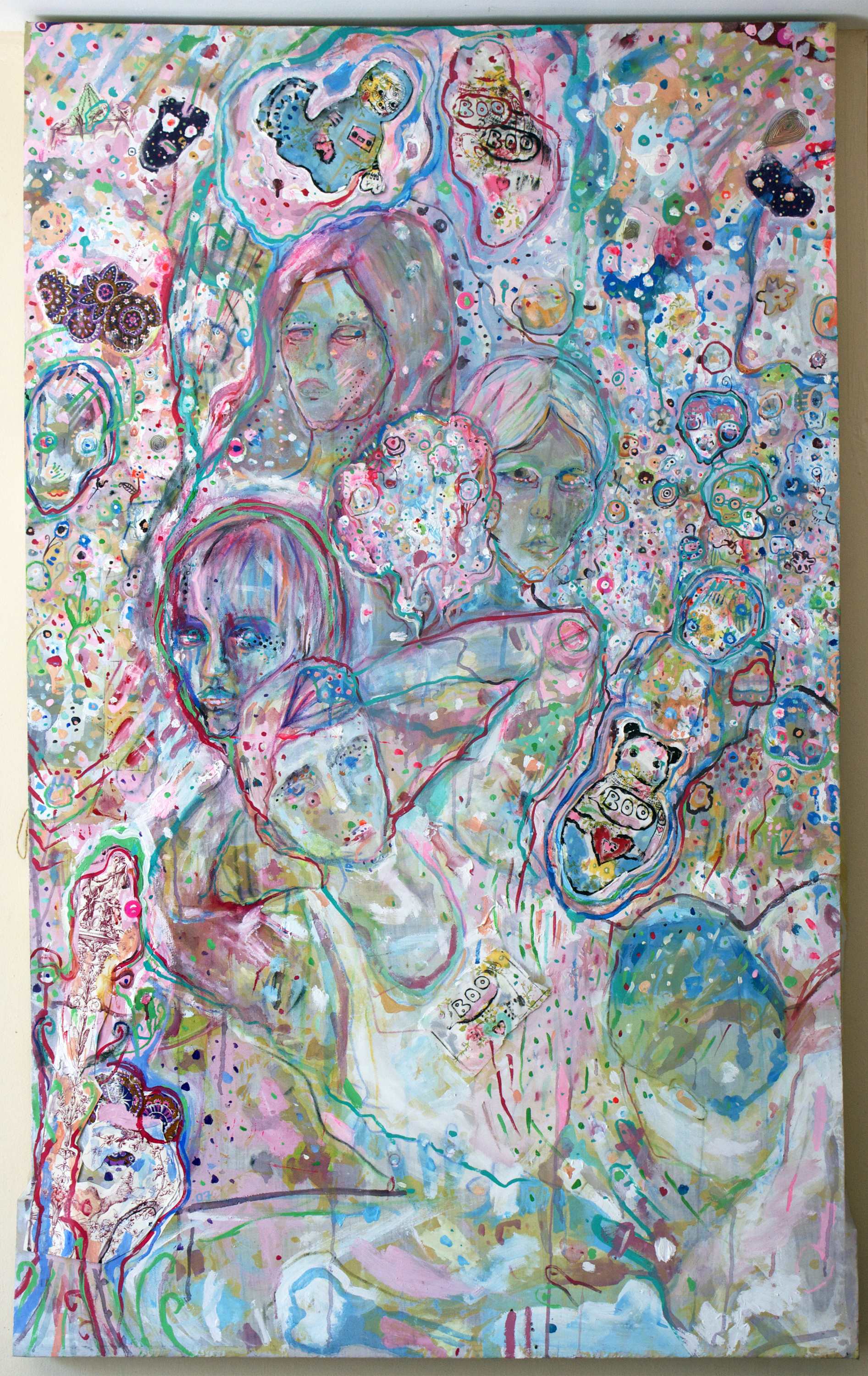           Gang-Bang Gang, mixed media on canvas, 59x38", 2007 