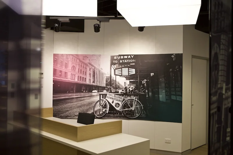 Localised images built into design for The Investstore Collins st branch, Bank of Melbourne. Store design by Greater Group