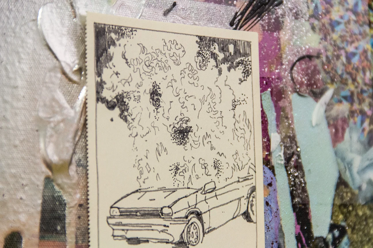 detail from: "burn motherfucker burn" - 30 x 40 cm, mixed media and drawing on canvas (with nana mandl )
