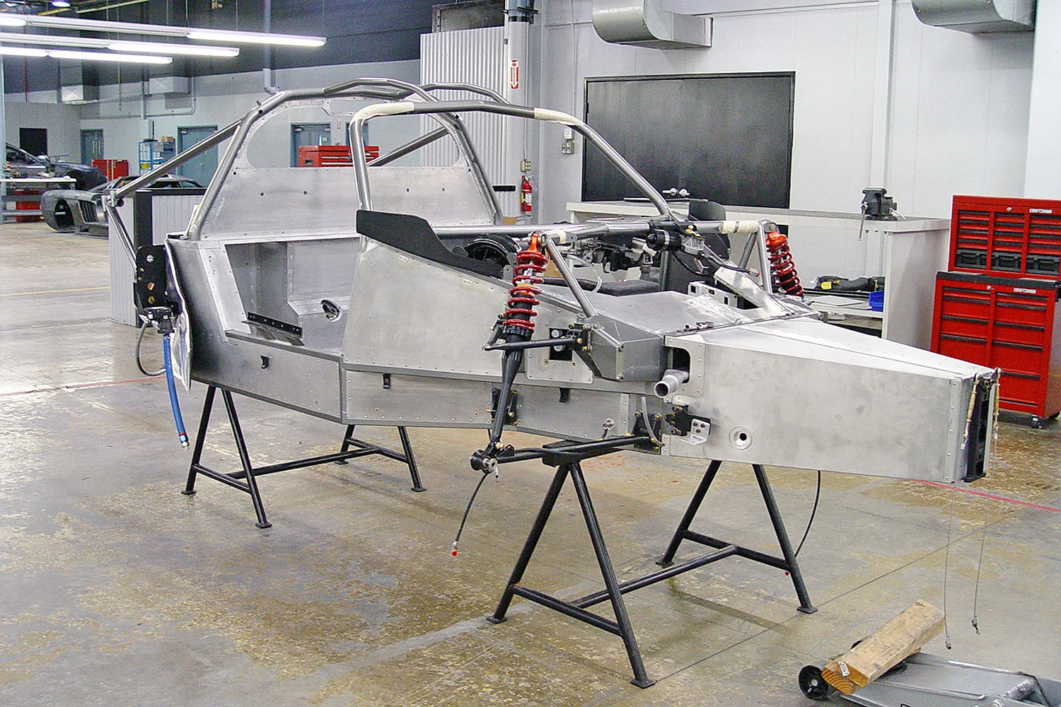 Saleen S7 chassis being dressed